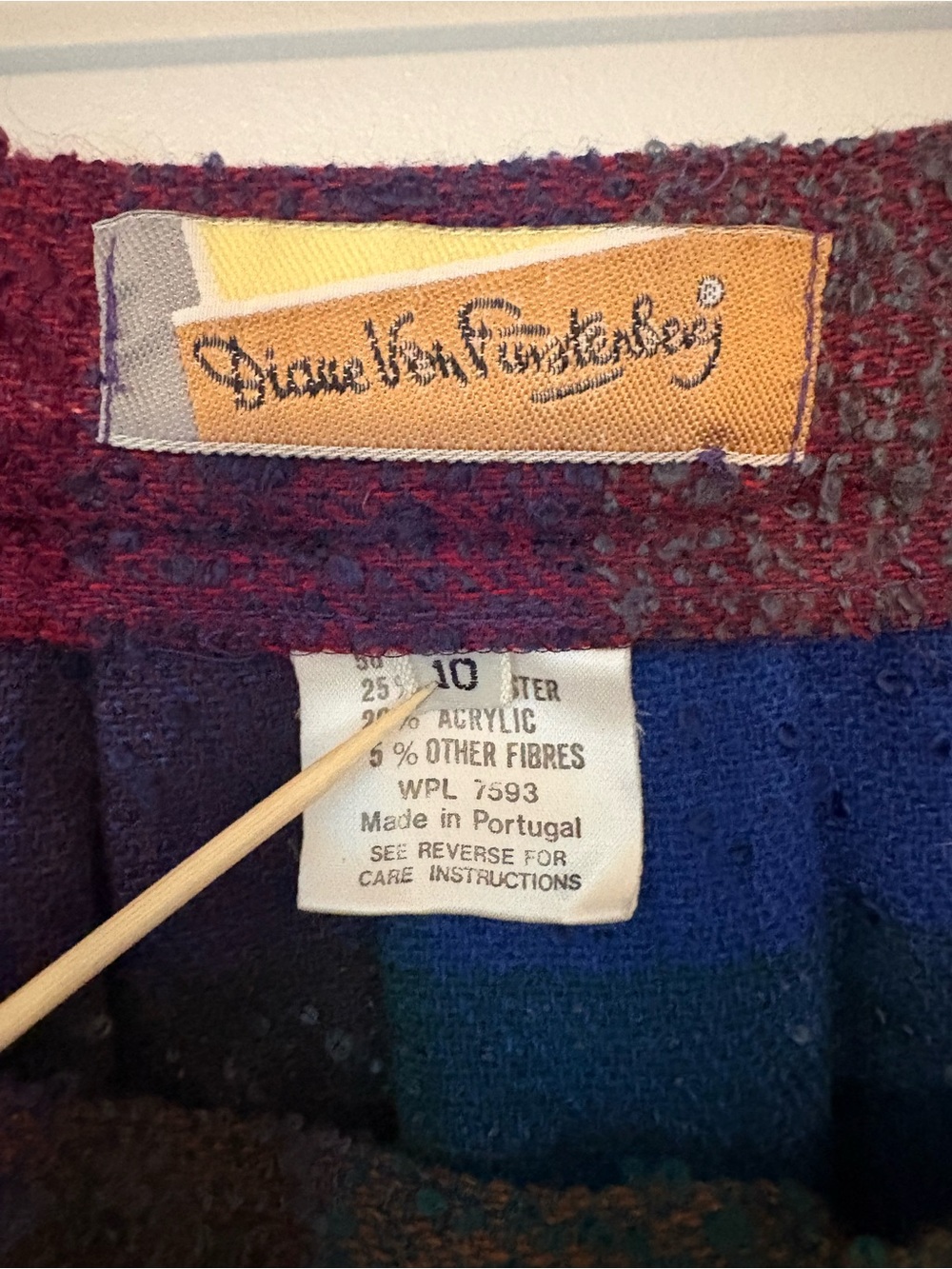 Diane Von Furstenberg Plaid Midi Skirt in Teal, Burgundy & Navy - Picture 4 of 9